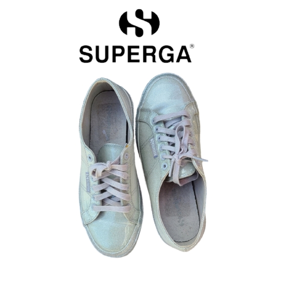SUPERGA SILVER GLITTERY PATENT METALLIC SNEAKERS - Picture 5 of 8